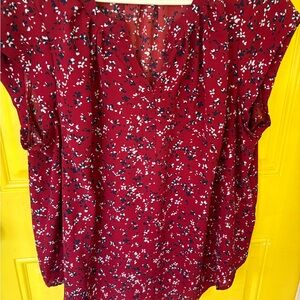 41 Hawthorn Burgundy Floral Blouse